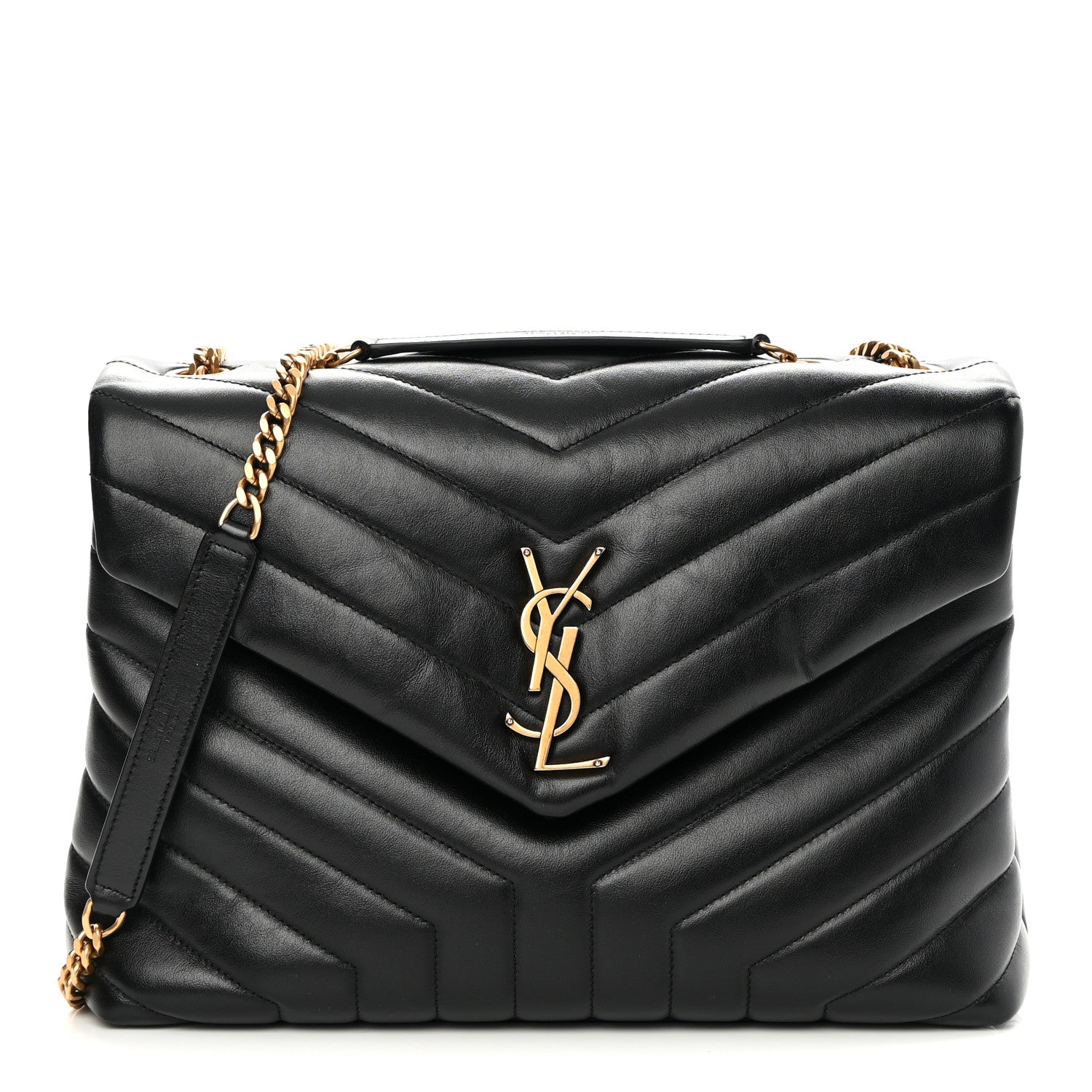 Saint Laurent Calfskin Y Quilted Monogram Medium Loulou Chain Satchel Black 2 of 13
