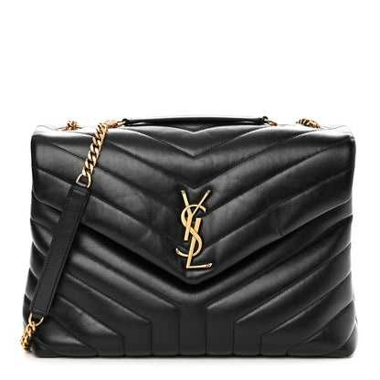 Saint Laurent Calfskin Y Quilted Monogram Medium Loulou Chain Satchel Black 2 of 13