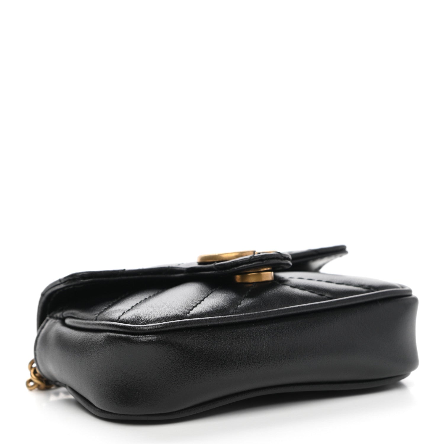 Gucci Calfskin Matelasse GG Marmont 2.0 Coin Purse On A Chain Black 4 of 7