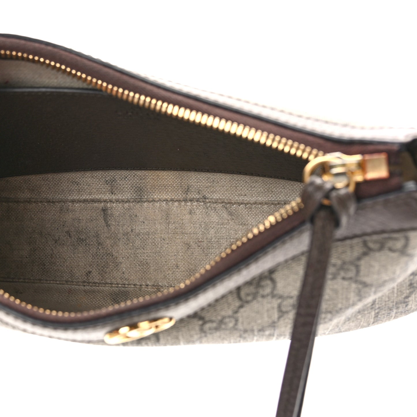 GG Supreme Monogram Textured Dollar Calfskin Web Small Ophidia GG Handbag Beige Ebony New Acero