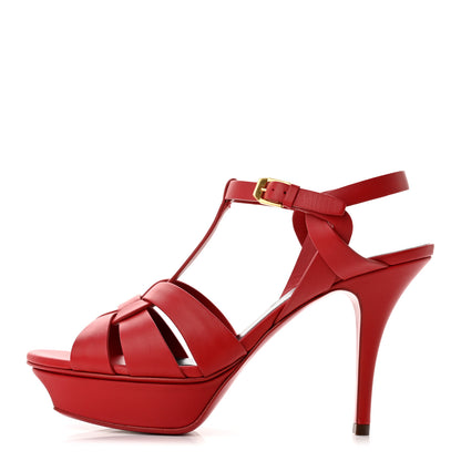 Saint Laurent Calfskin Tribute 75 Platform Sandals 39 New Red 1 of 9