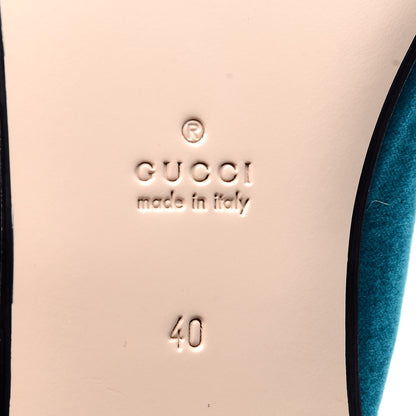 Gucci Velvet Floral Embroidered Womens Princetown Slippers 40 Pavone 9 of 10