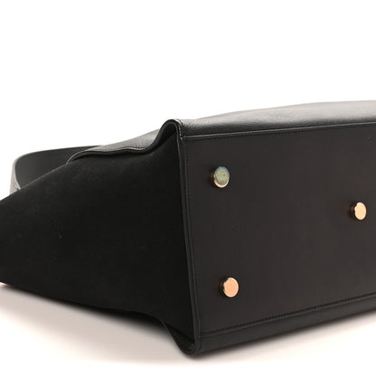 Saint Laurent Calfskin Suede Small Monogram Downtown Cabas Black 7 of 8