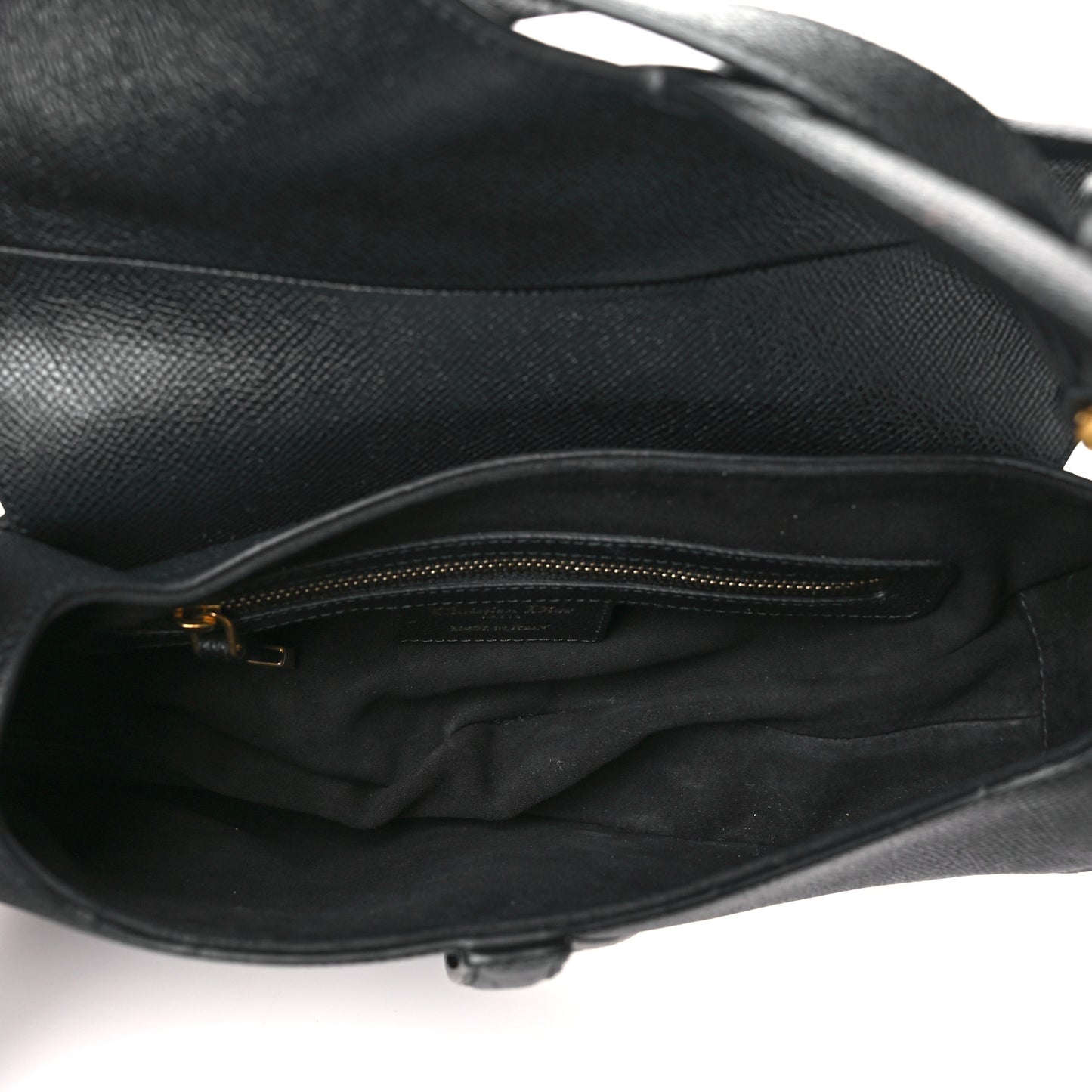 Grained Calfskin Saddle Bag With Strap Black