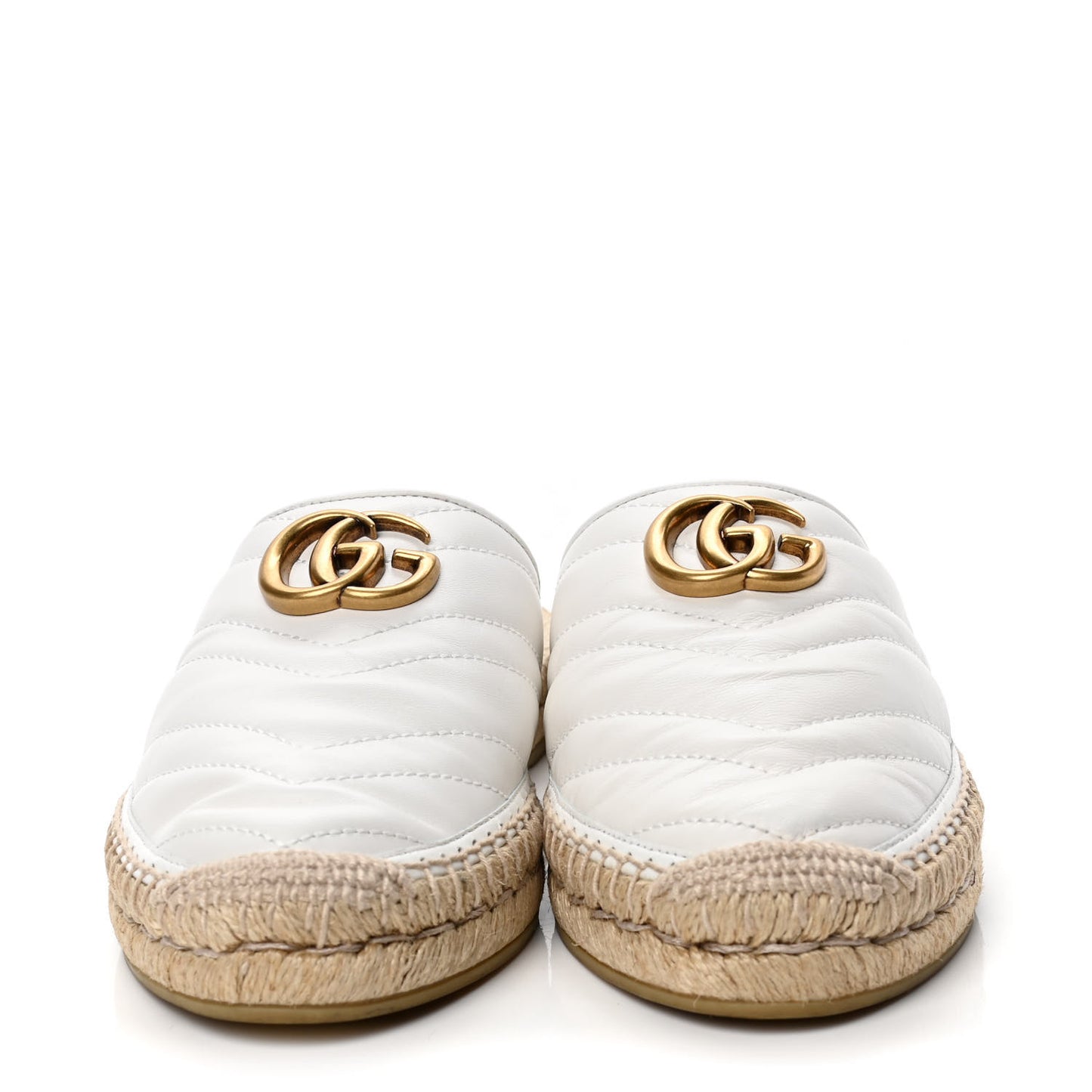 Nappa Matelasse GG Marmont Espadrille Slippers 38.5 Great White