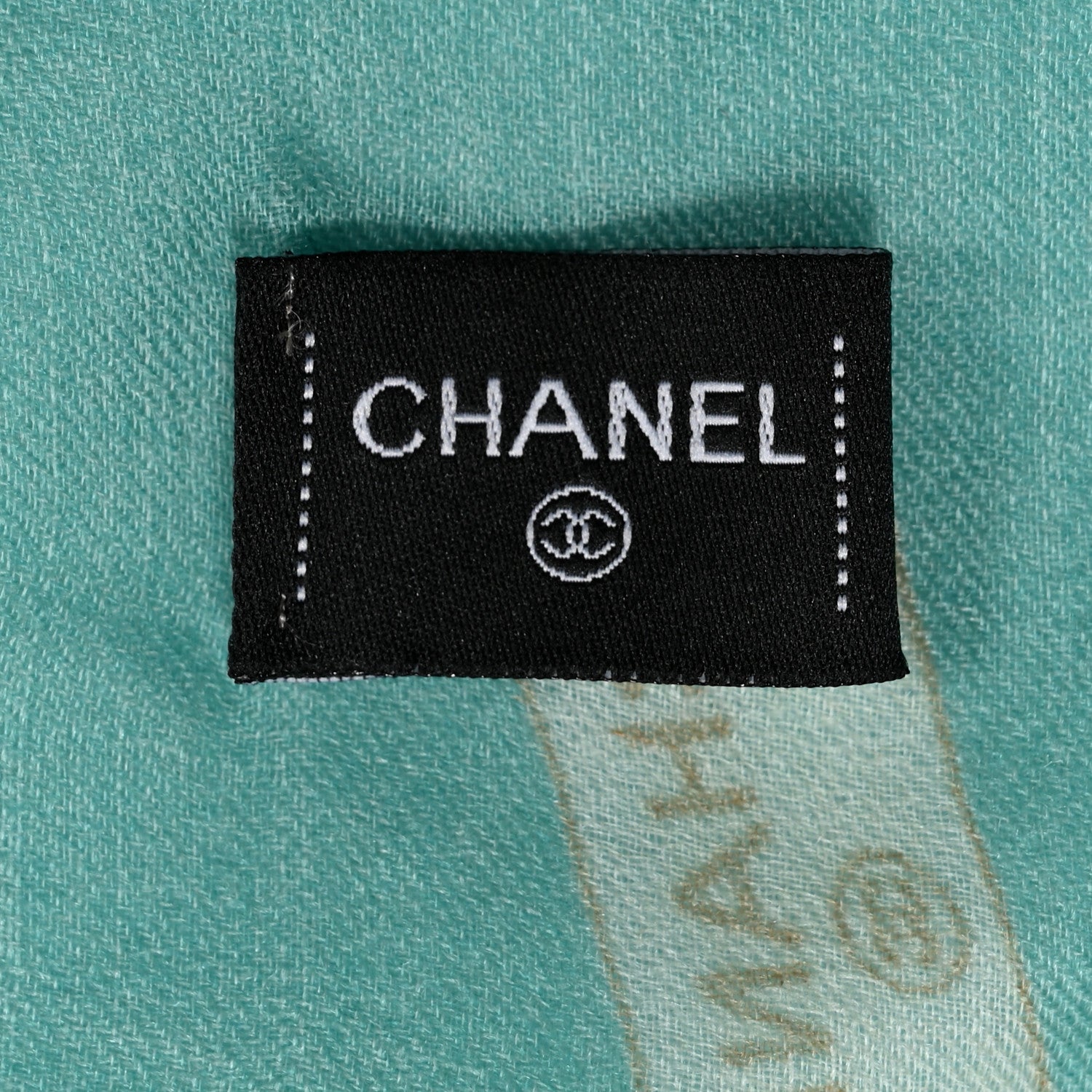 Chanel Cashmere Labels Fringe Scarf Blue Multicolor 3 of 6