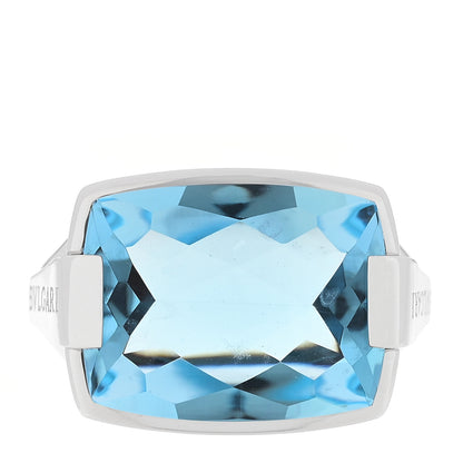 Bulgari 18K White Gold Blue Topaz BVLGARI Metropolis Ring 53 6.5 1 of 5