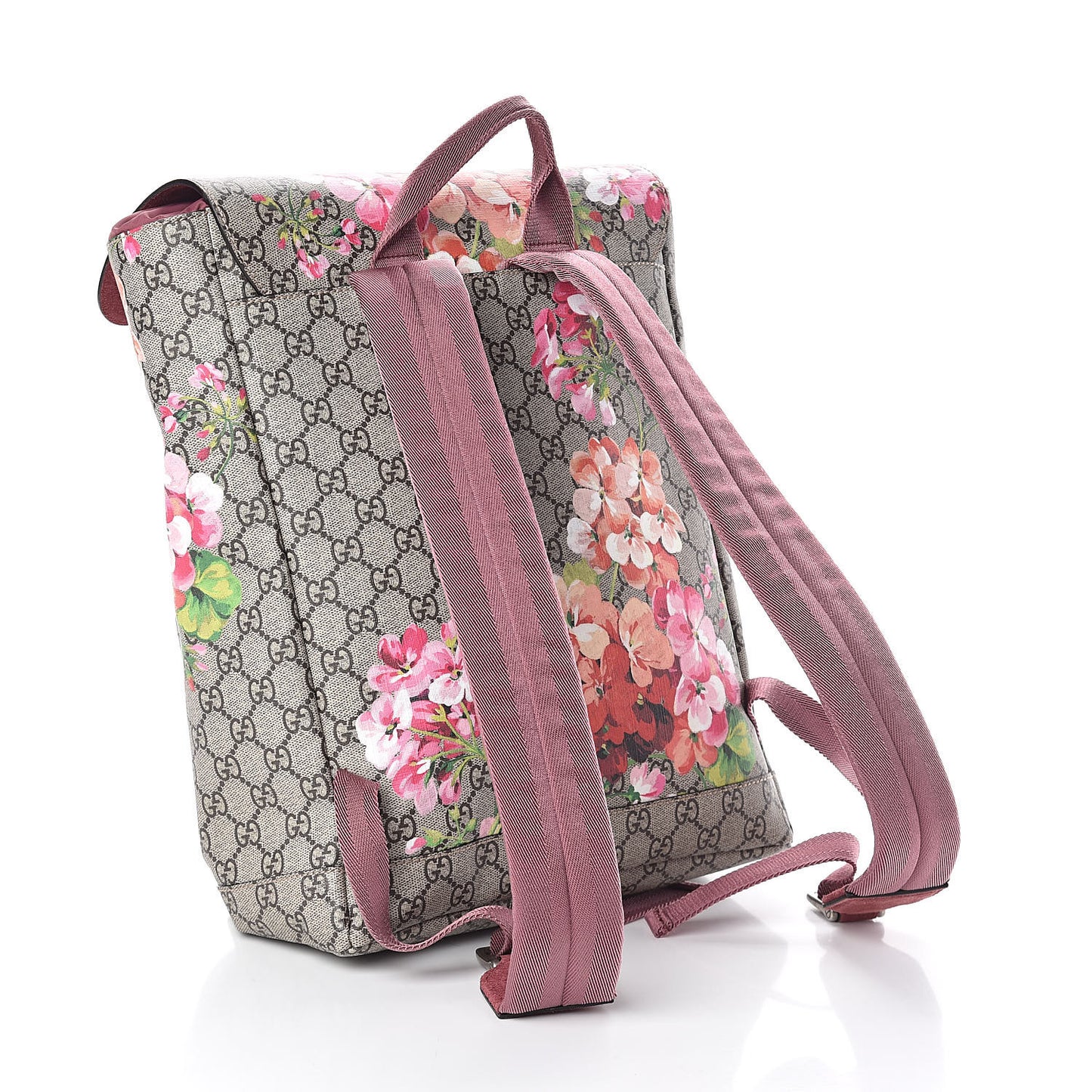 GG Supreme Monogram Blooms Medium Single Buckle Backpack Beige Multicolor Dry Rose