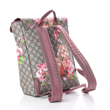 Gucci GG Supreme Monogram Blooms Medium Single Buckle Backpack Beige Multicolor Dry Rose 3 of 8