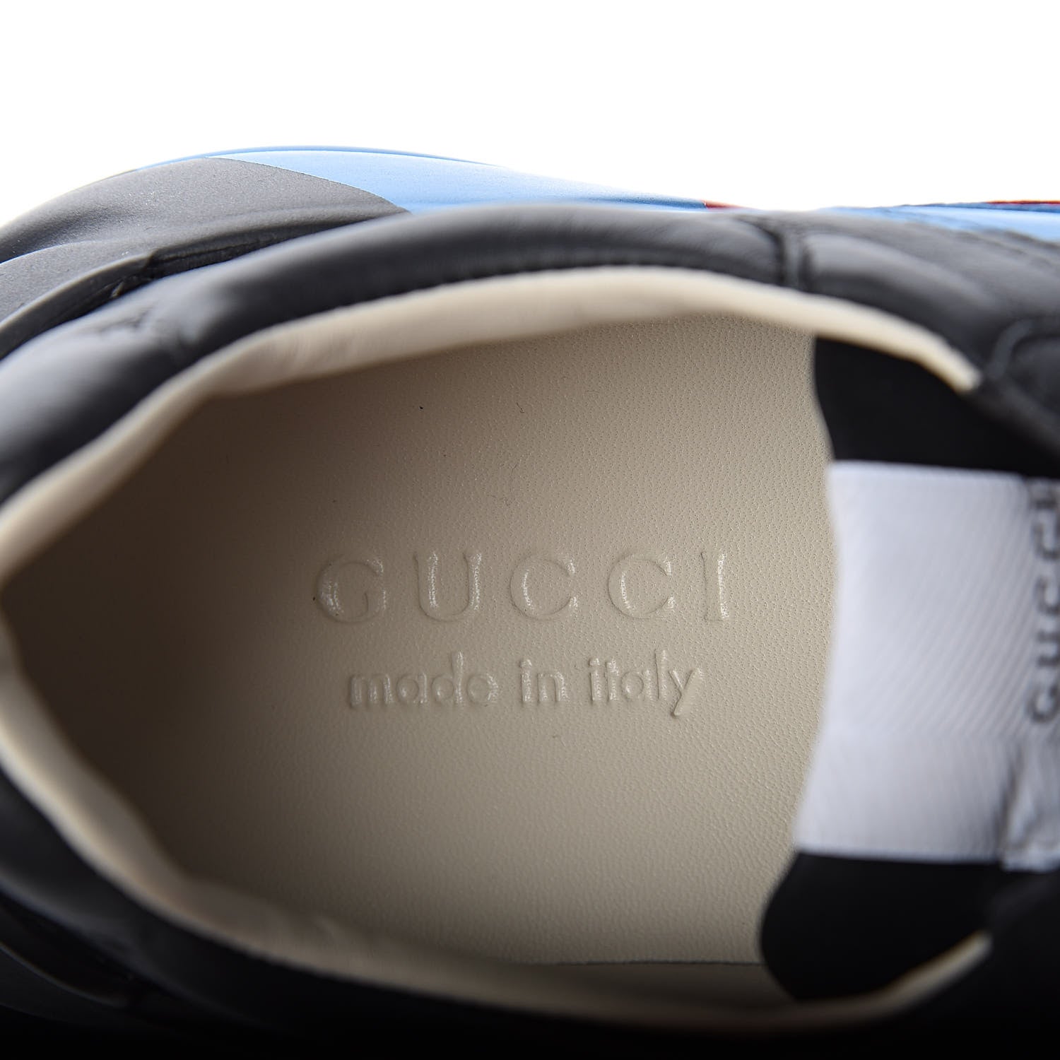 Gucci Calfskin Web Printed Mens Rhyton Sneakers 6.5 Black 7 of 9