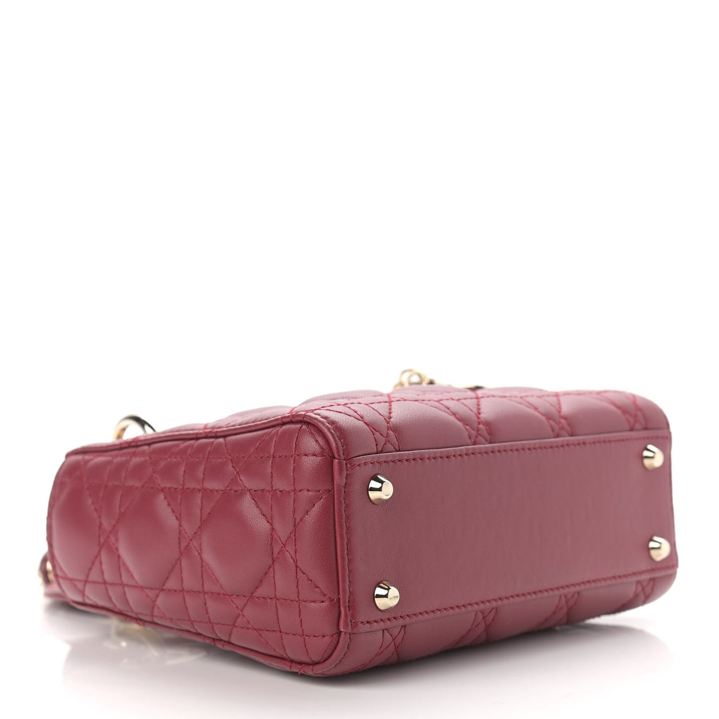 Lambskin Cannage Mini Lady Dior Burgundy