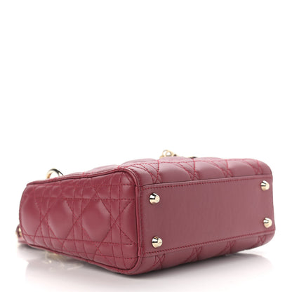 Christian Dior Lambskin Cannage Mini Lady Dior Burgundy 4 of 12