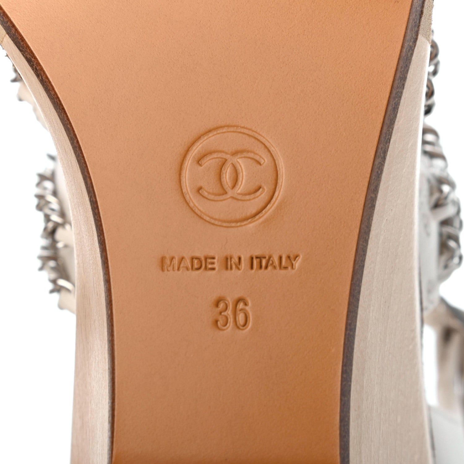Chanel Lambskin Quilted Chain Wedge Sandals 36 White 6 of 9
