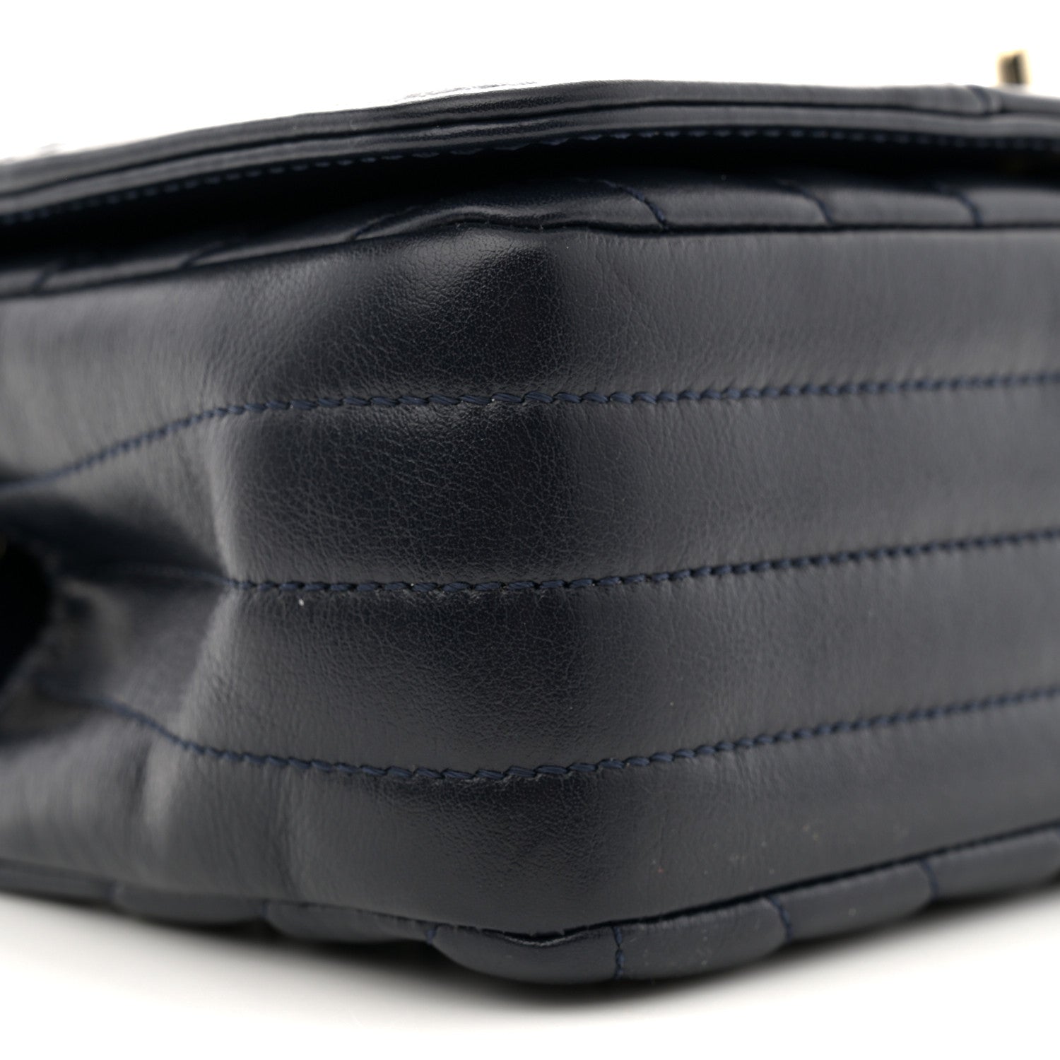 Chanel Calfskin Chevron Quilted Mini Statement Flap Navy Blue 9 of 12
