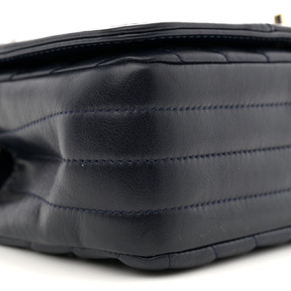 Chanel Calfskin Chevron Quilted Mini Statement Flap Navy Blue 9 of 12