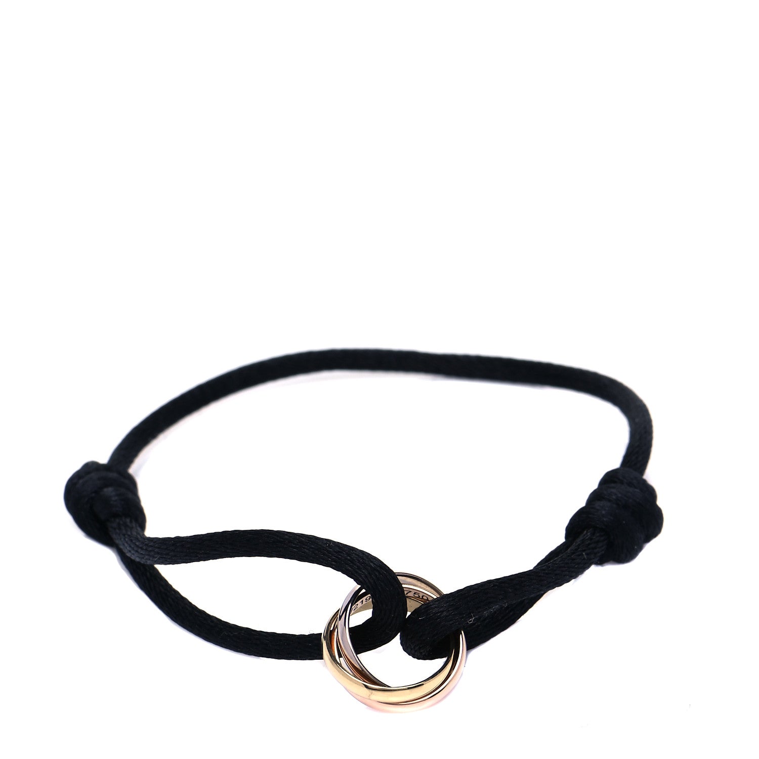 Cartier 18K Pink Yellow White Gold Trinity Adjustable Cord Bracelet Black 3 of 9