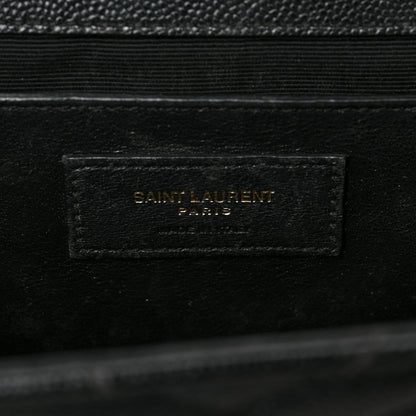 Saint Laurent Grain De Poudre Matelasse Chevron Medium Monogram Satchel Black 6 of 12