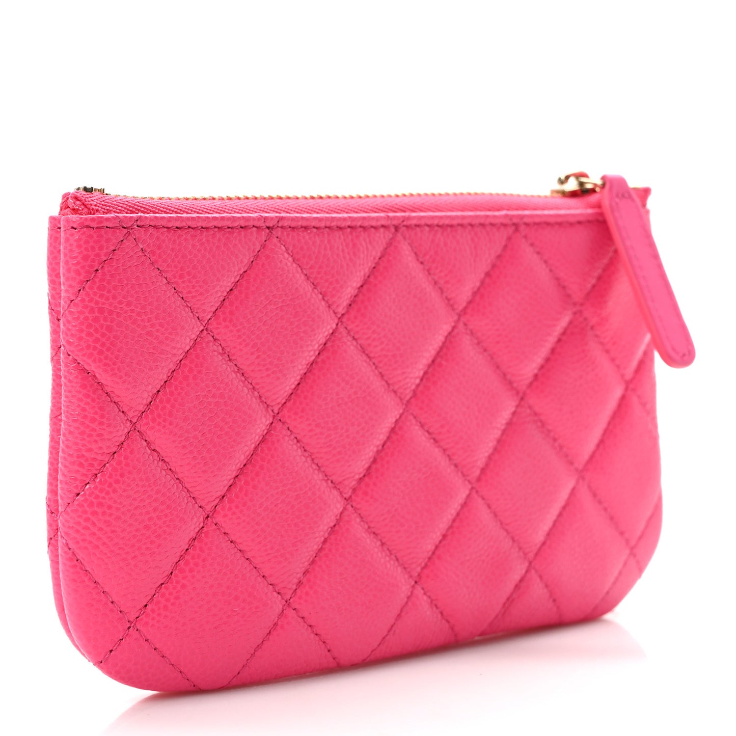 Caviar Quilted Small Cosmetic Case Fuchsia