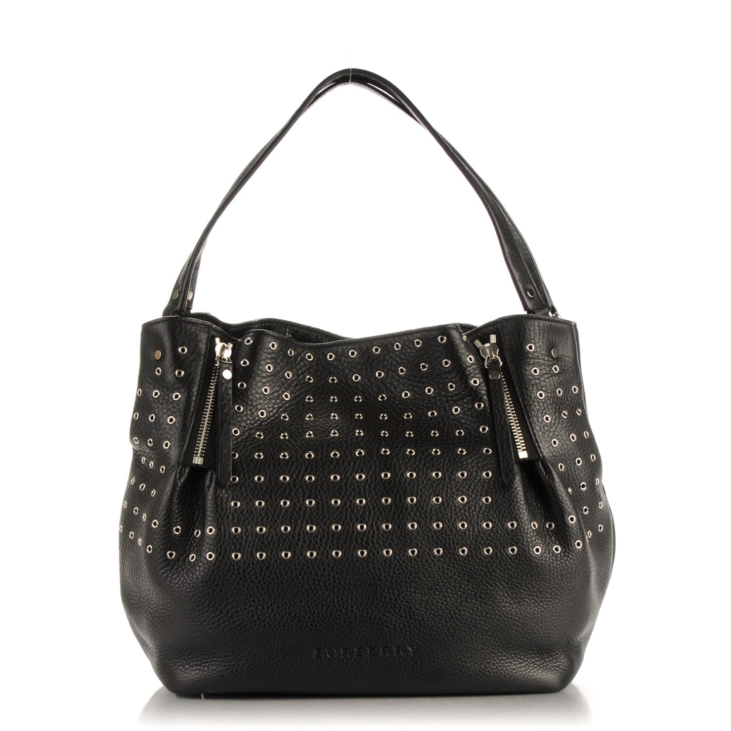 Calfskin Grommet Medium Maidstone Shoulder Bag Black