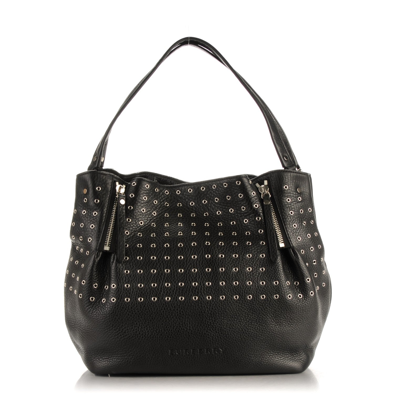 Burberry Calfskin Grommet Medium Maidstone Shoulder Bag Black 1 of 8
