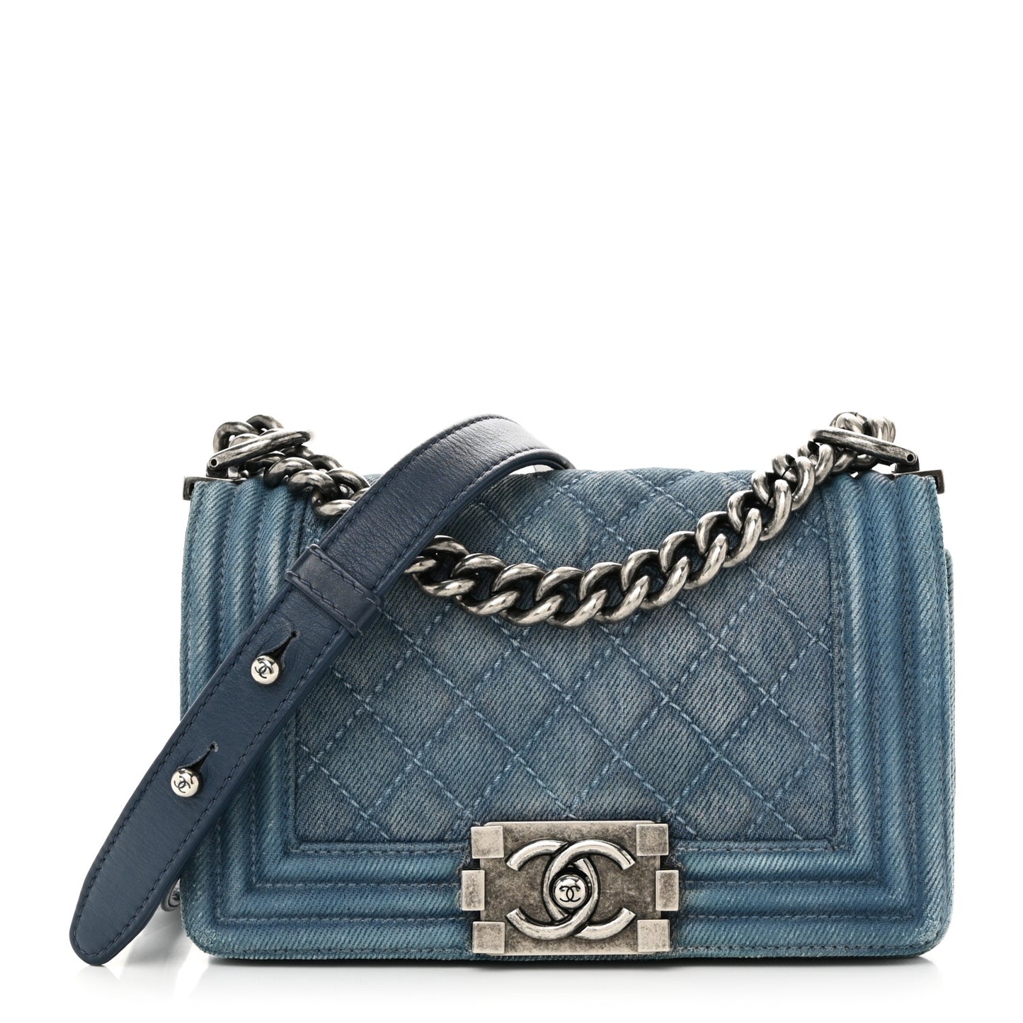 Denim Quilted Small Boy Flap Blue