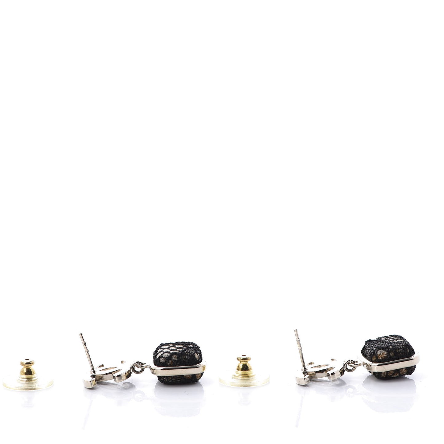 Resin Enamel CC Drop Earrings Black Gold