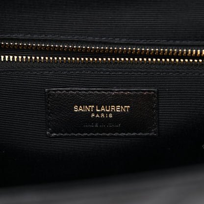 Saint Laurent Grain De Poudre Matelasse Chevron Large Monogram Satchel Black 6 of 9