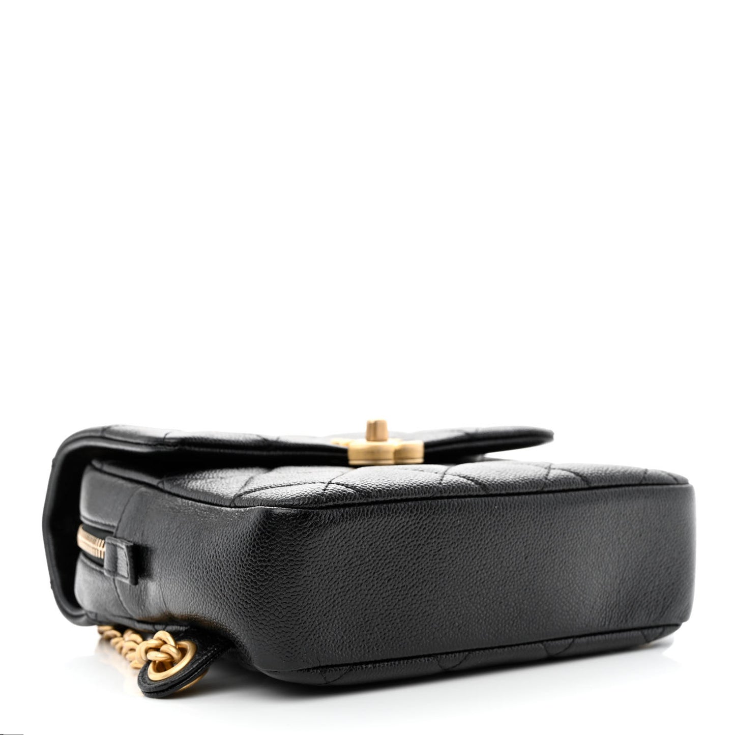 Shiny Caviar Quilted Chain Melody Backpack Black