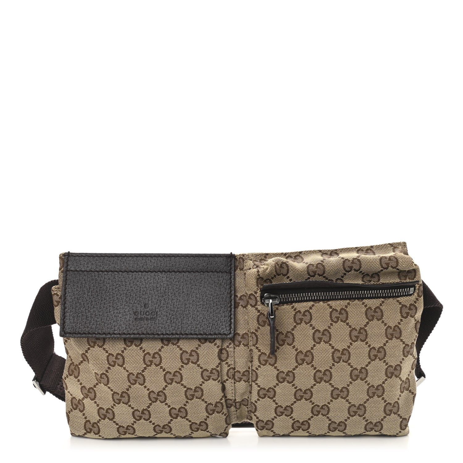 Gucci GG Monogram Double Pocket Belt Bag Dark Brown 1 of 10