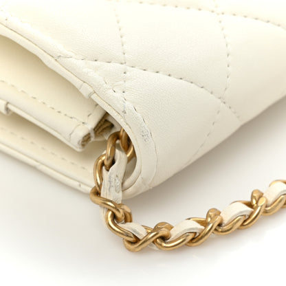 Chanel Lambskin Quilted CC Pearl Crush Wallet on Chain WOC White 17 of 19