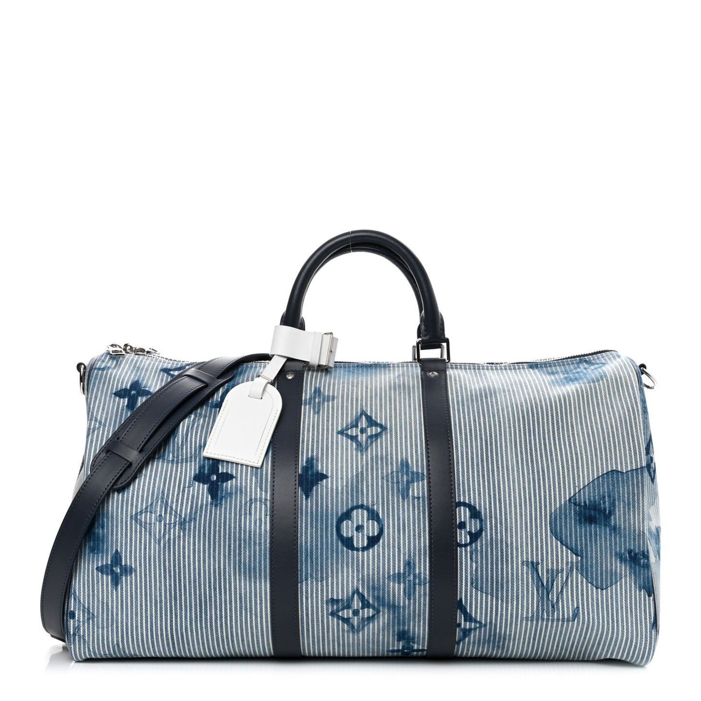 Monogram Watercolor Keepall Bandouliere 50 Hickory Stripes Denim