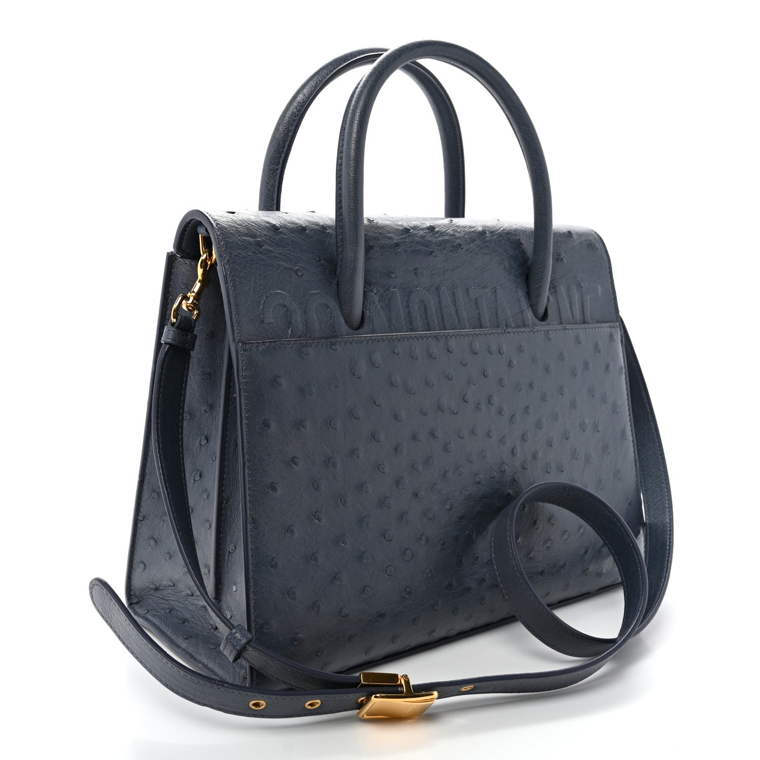 Christian Dior Ostrich Large St. Honore Tote Dark Denim 3 of 9