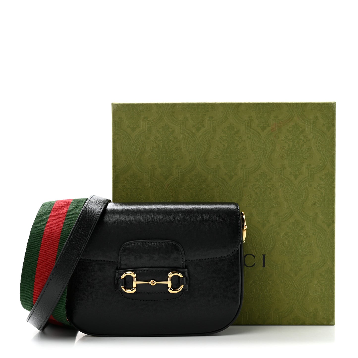 Azalea Calfskin Web Mini Horsebit 1955 Shoulder Bag Black