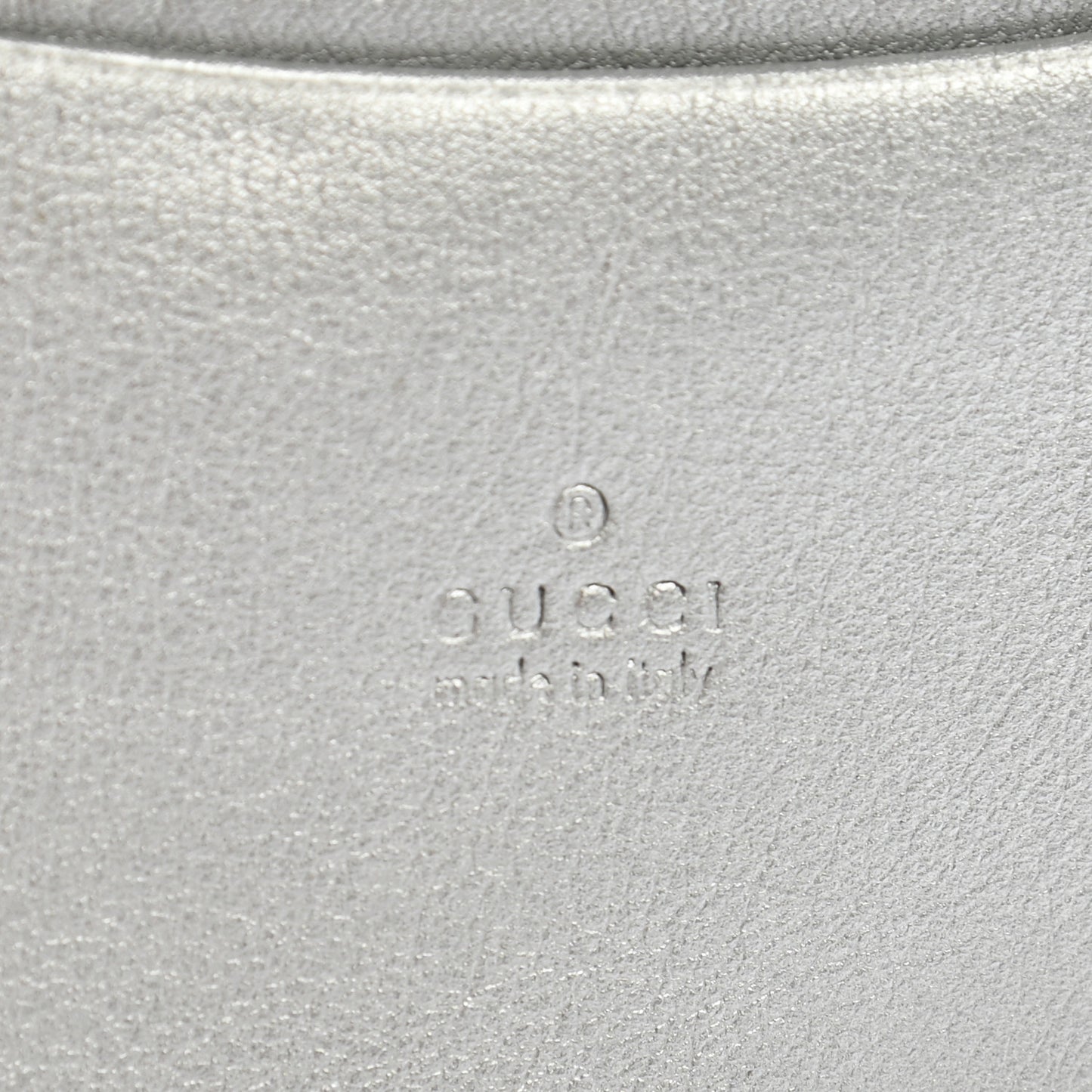 Metallic Guccissima Interlocking G Flap Card Case Silver
