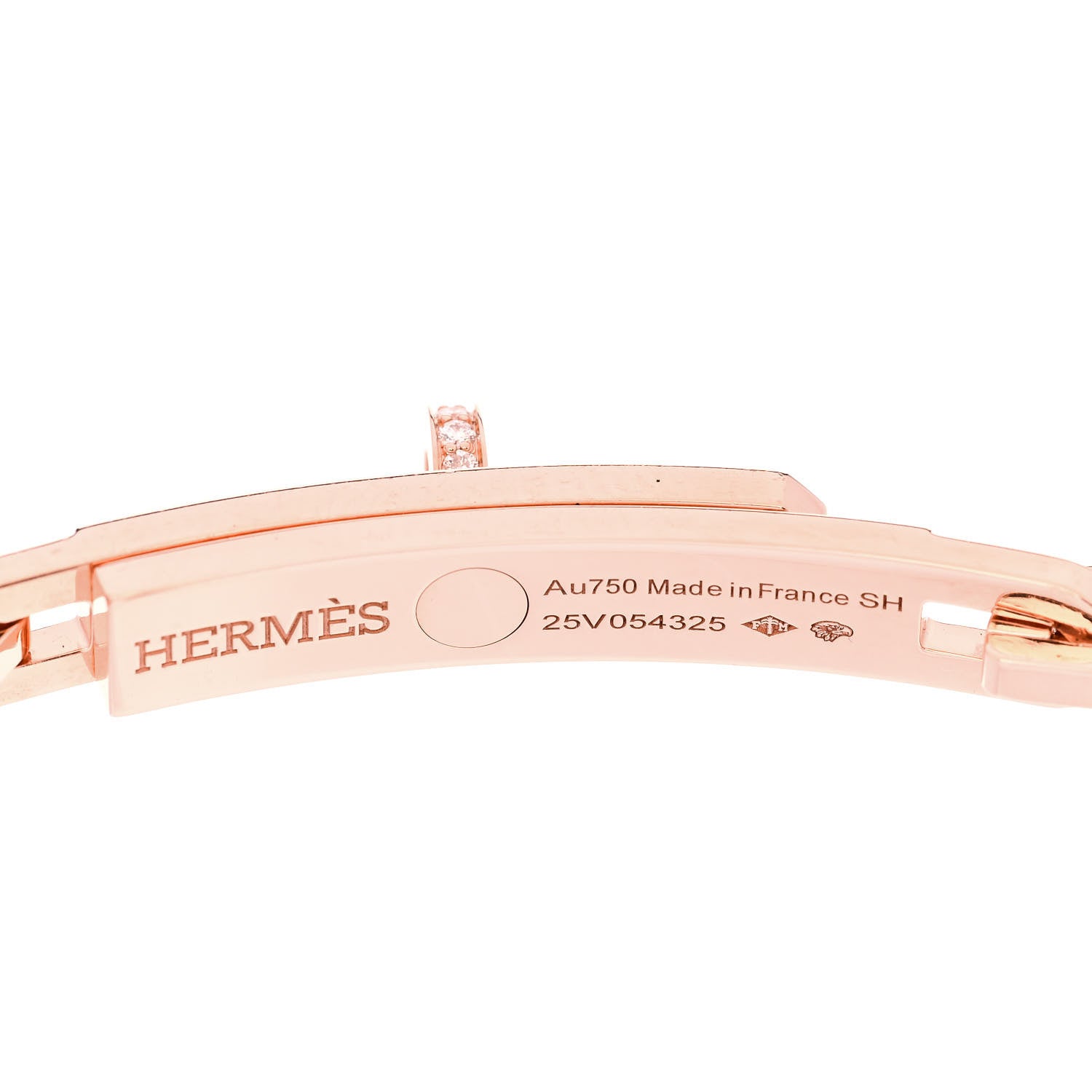 Hermes 18K Rose Gold Diamond Full Pave PM Kelly Chaine Bracelet ST 4 of 5
