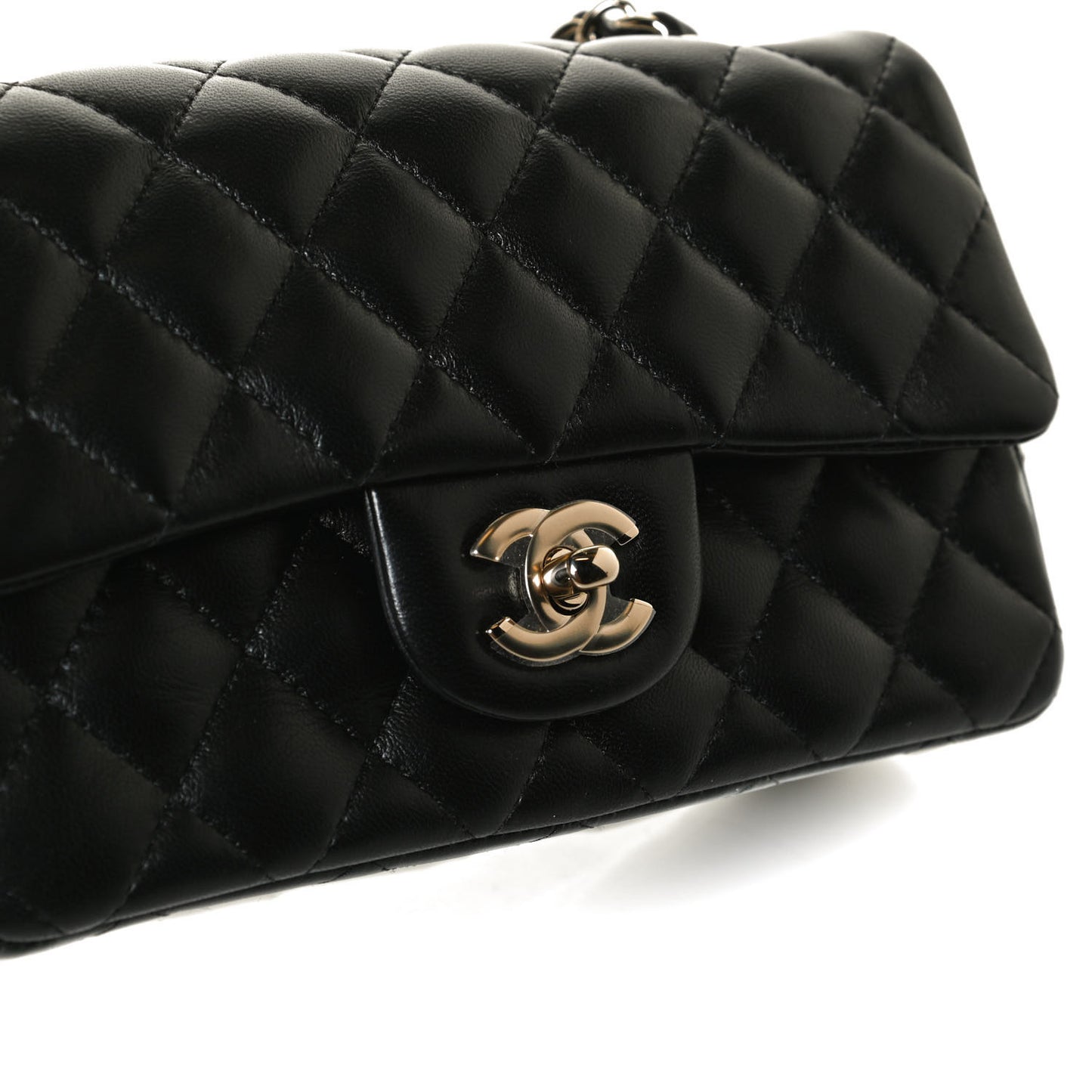 Lambskin Quilted Mini Rectangular Flap Black
