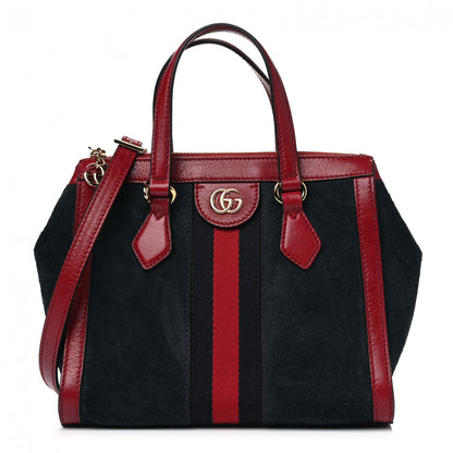 Gucci Suede Calfskin Web Small Ophidia Tote Bag New Blue Romantic Cherry 1 of 4