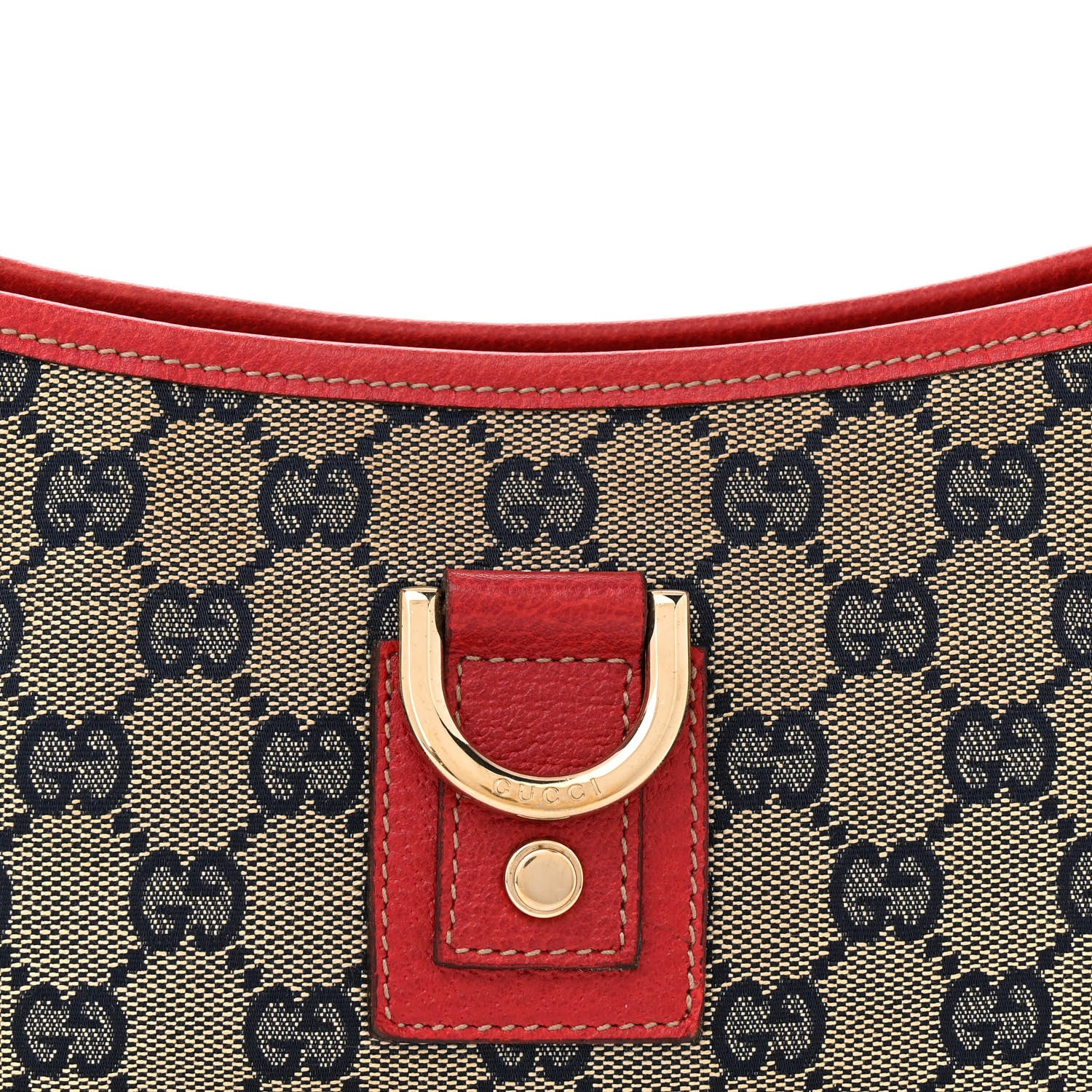 Gucci Monogram D Ring Abbey Pochette Navy Red 8 of 14