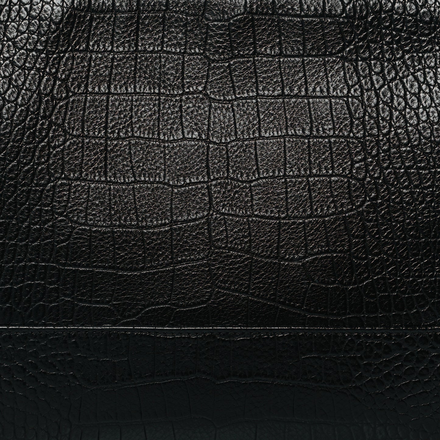 Calfskin Crocodile Embossed Quilted Medium Gabrielle Cosmetic Case Black