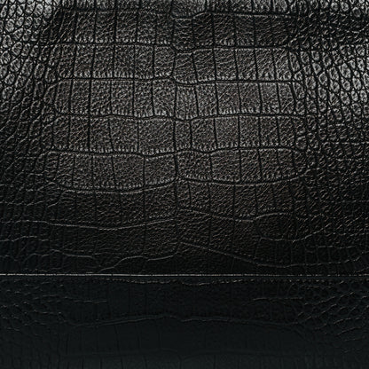 Chanel Calfskin Crocodile Embossed Quilted Medium Gabrielle Cosmetic Case Black 8 of 11