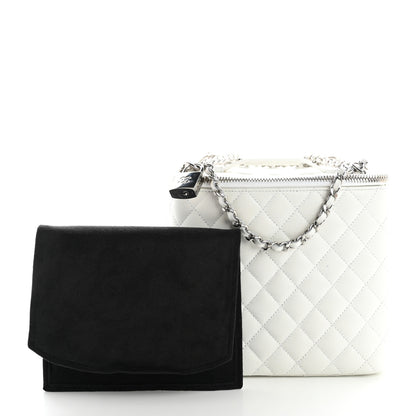 Chanel Lambskin Quilted Large Top Handle Jewelry Box With Chain White 3 of 18