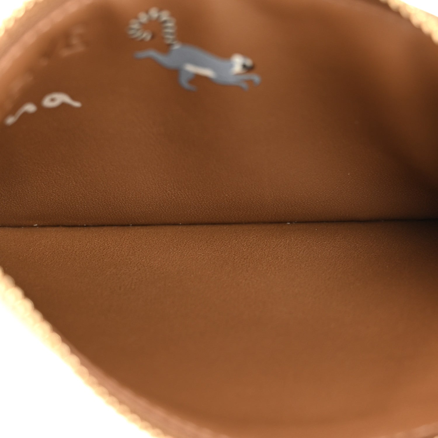 Loewe X SUNA FUJITA Satin Calfskin Lemur Zipped Card Coin Holder Brown 5 of 7