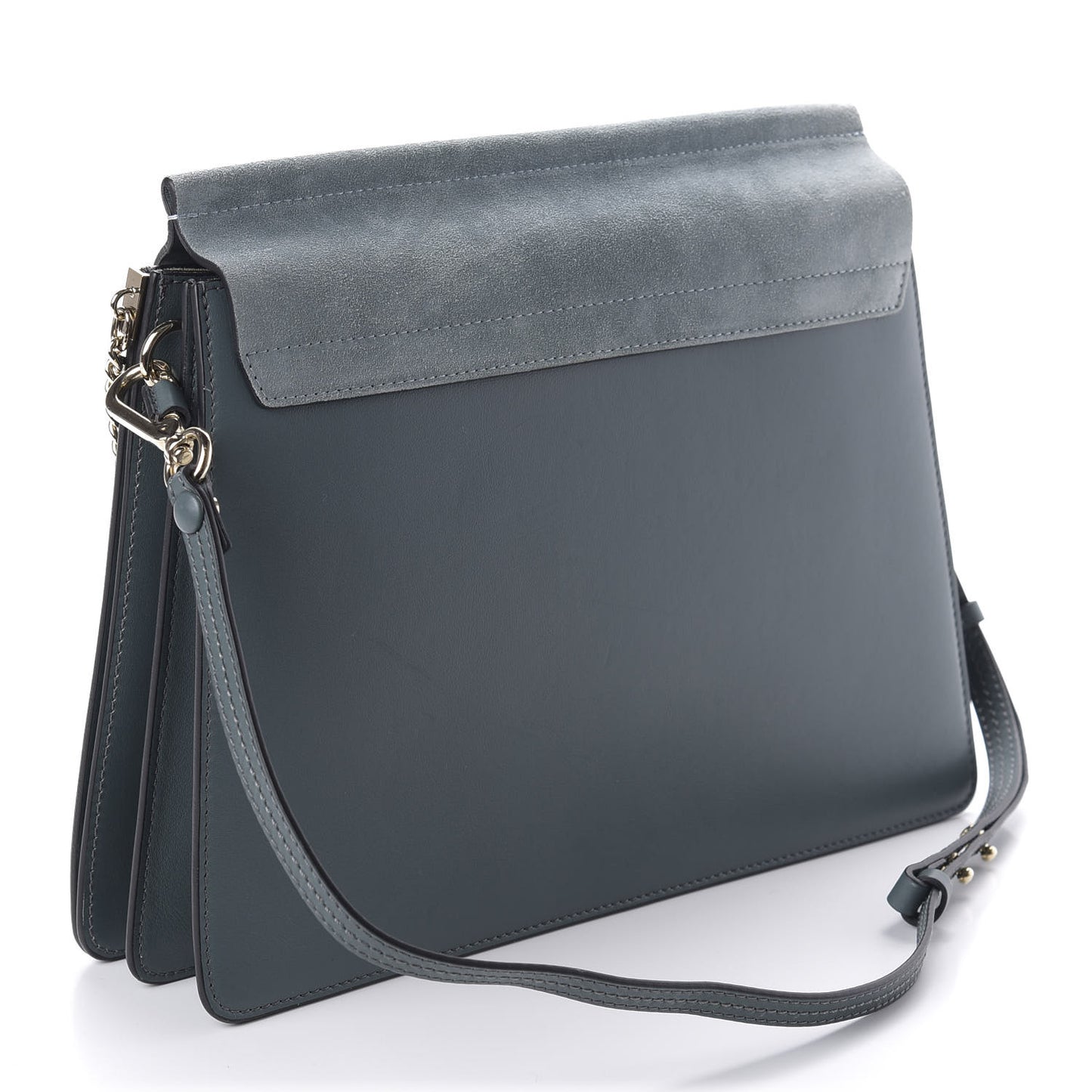 Suede Calfskin Medium Faye Shoulder Bag Teal