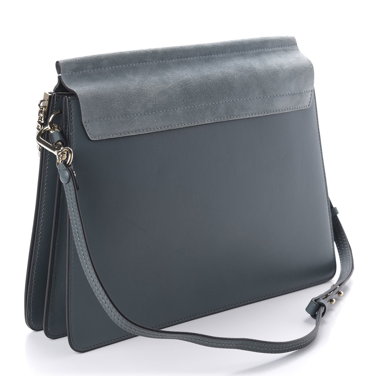 Chloe Suede Calfskin Medium Faye Shoulder Bag Teal 4 of 16
