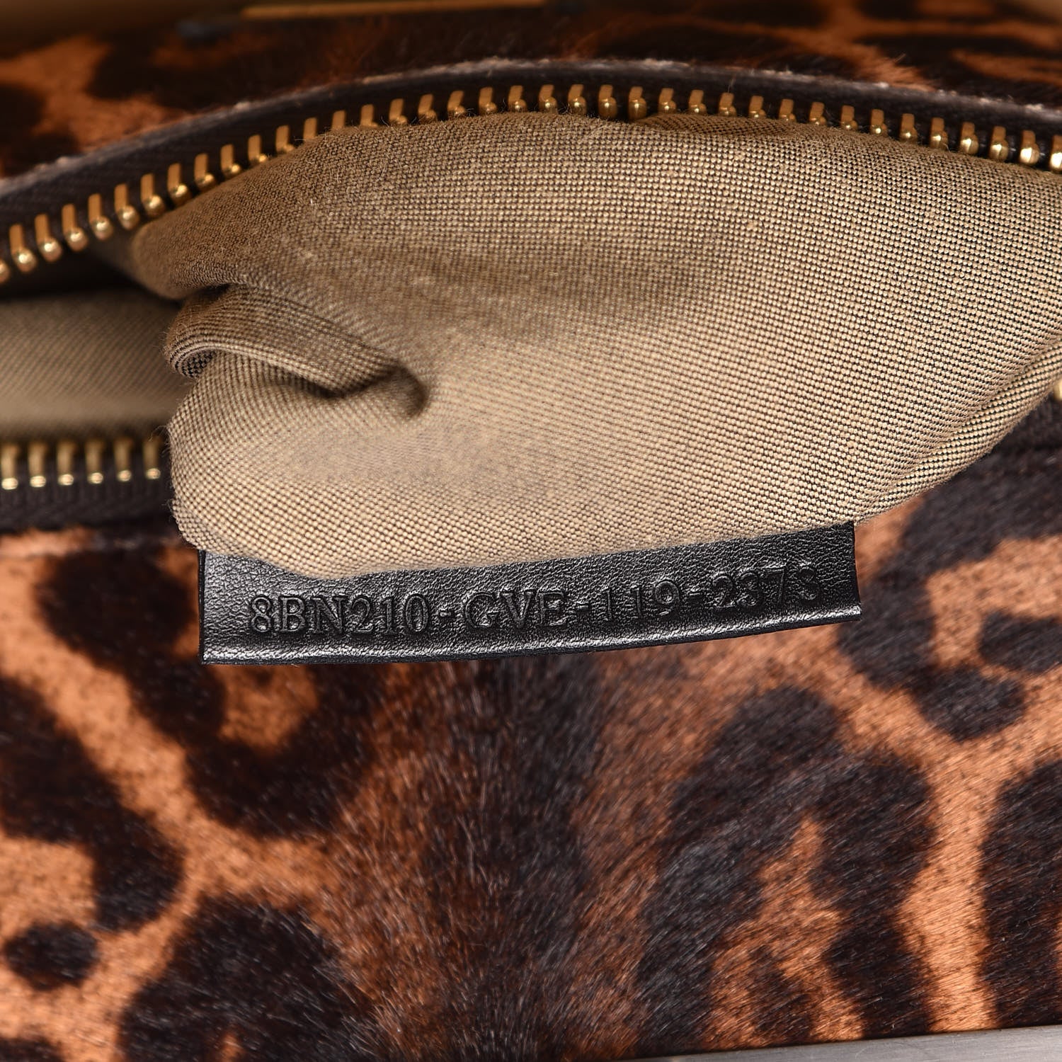 Fendi Calfskin Calf Hair Leopard Print Large Peekaboo Iconic Satchel Black 10 of 17