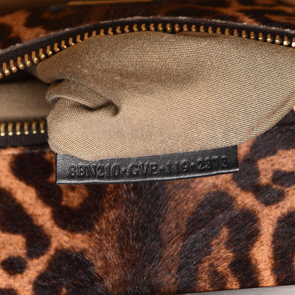 Fendi Calfskin Calf Hair Leopard Print Large Peekaboo Iconic Satchel Black 10 of 17