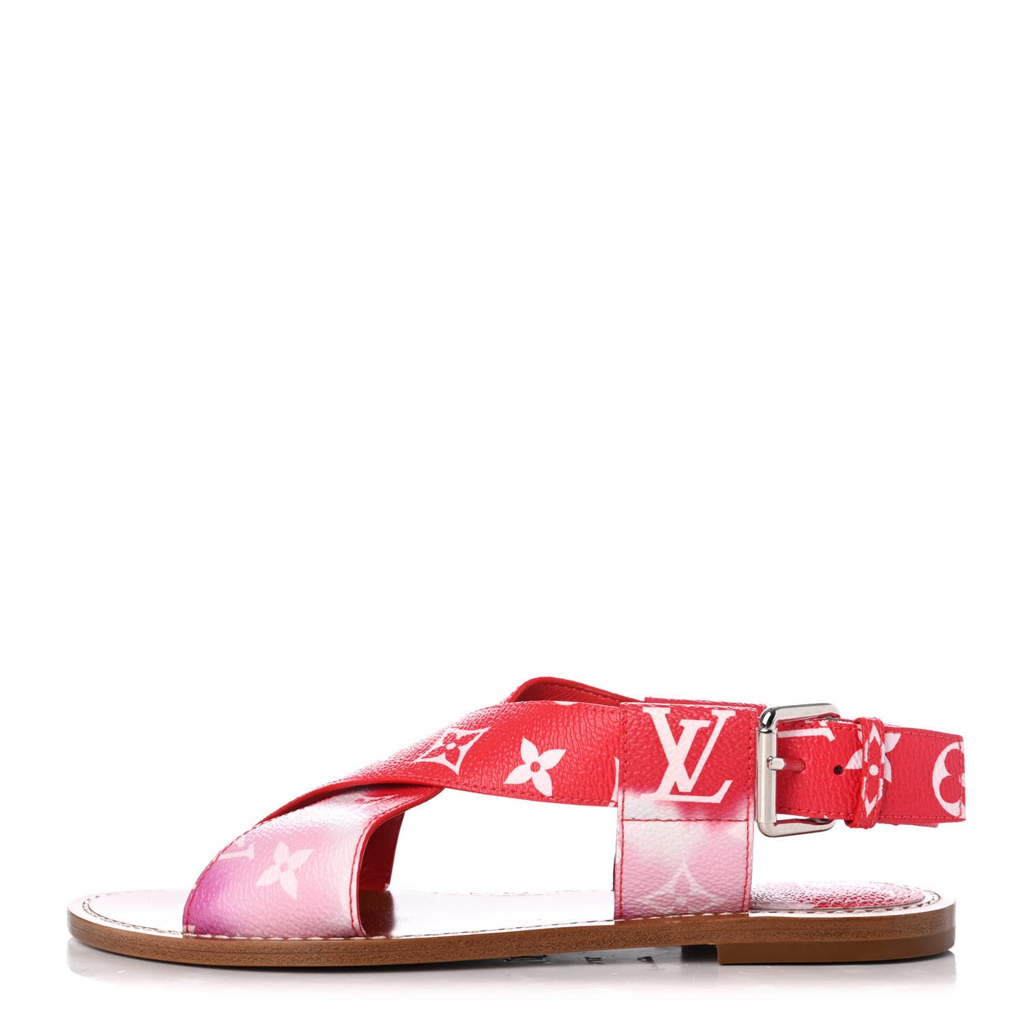 Monogram Escale Palma Flat Sandals 37.5 Rouge