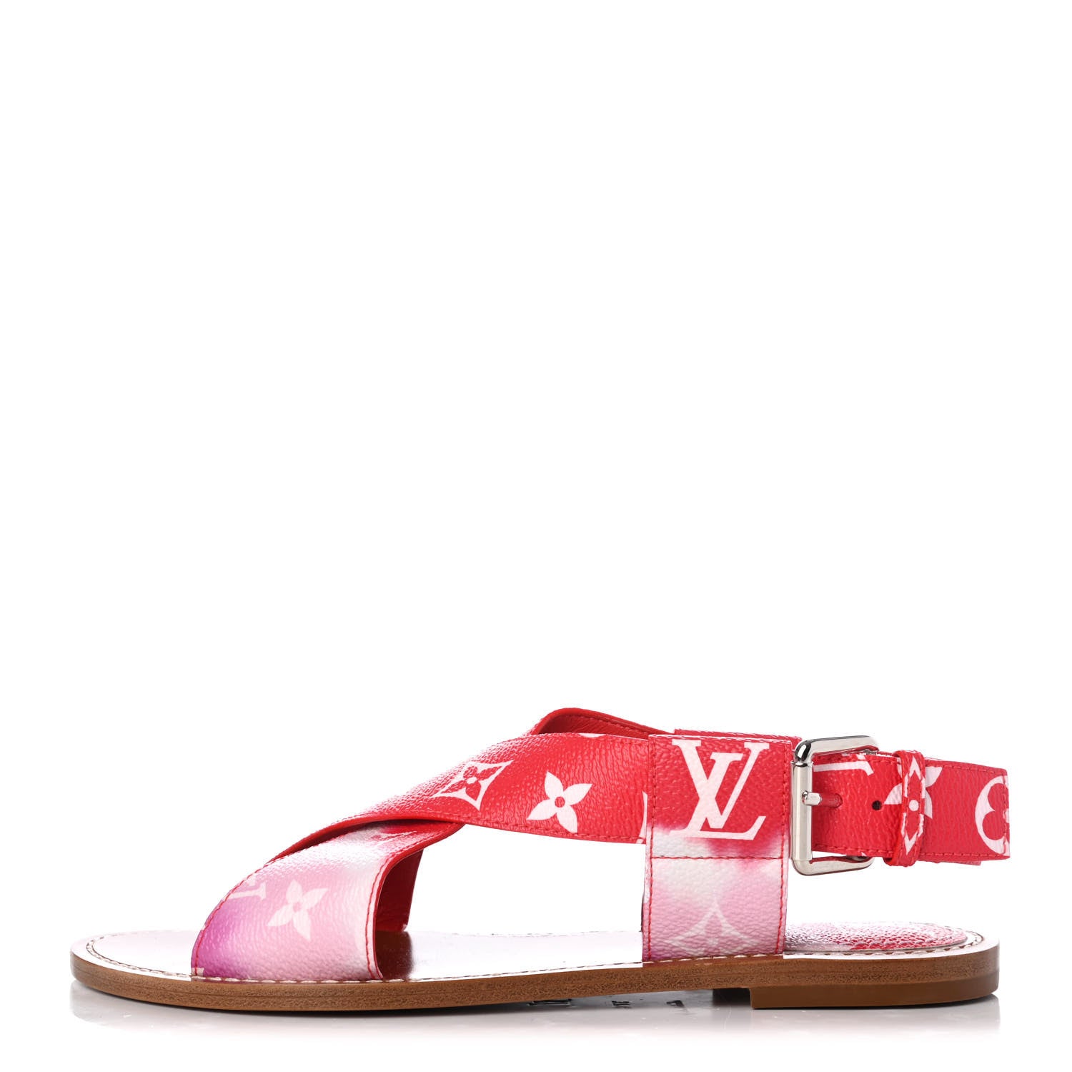Louis Vuitton Monogram Escale Palma Flat Sandals 37.5 Rouge 1 of 8