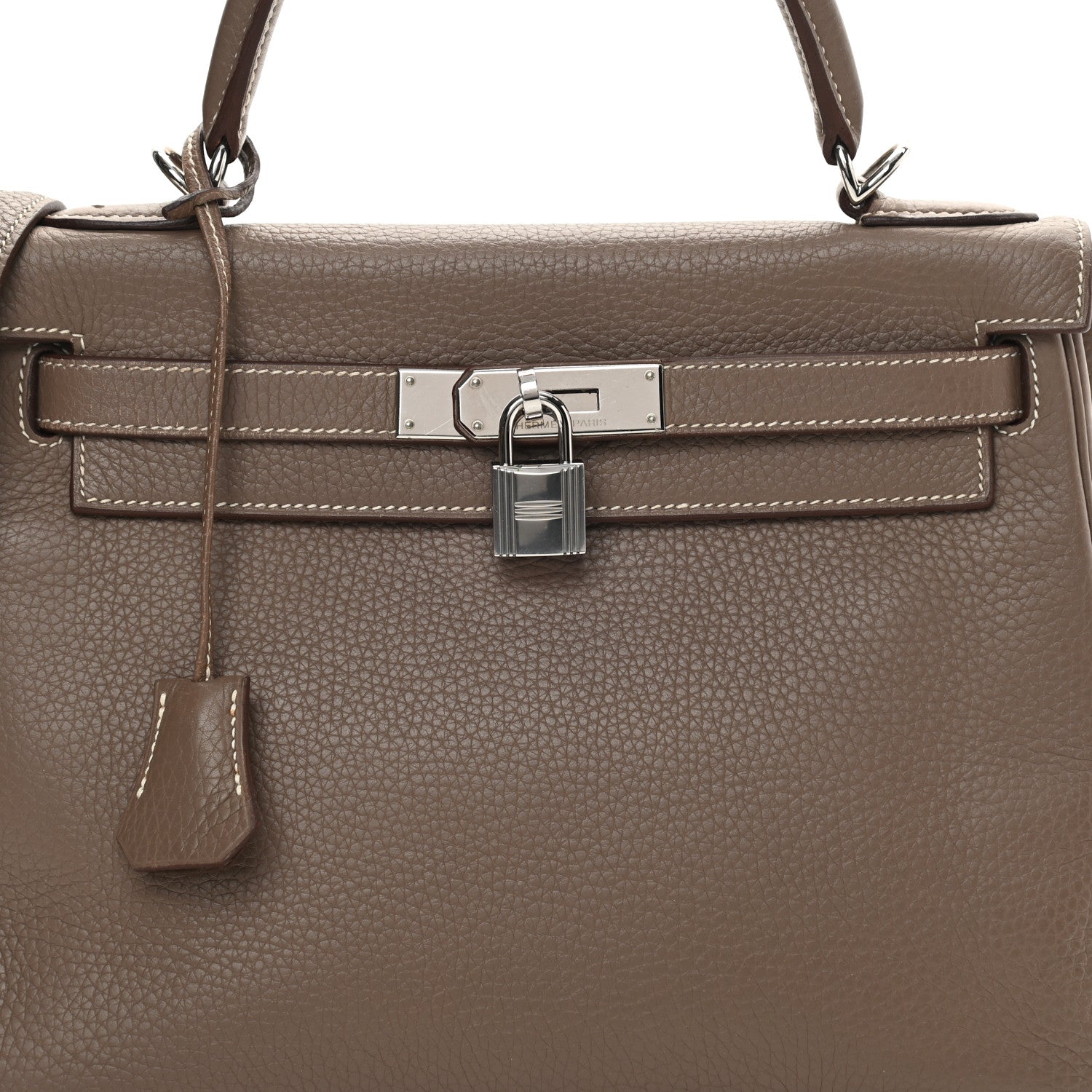 Hermes Taurillon Clemence Kelly Retourne 28 Etoupe 8 of 16