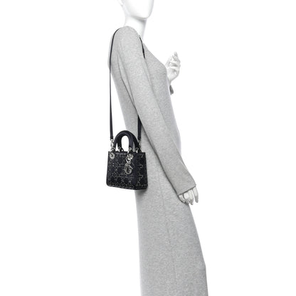 Christian Dior Satin Crystal Cannage Mini Lady Dior Navy 2 of 11